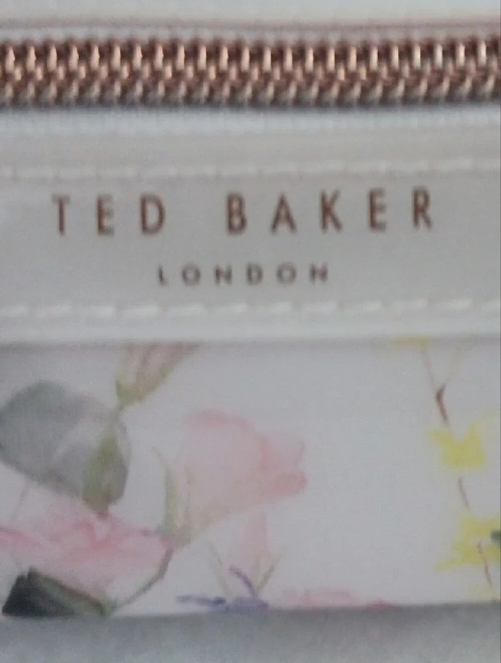 Ted Baker Pink Patent Floral Glasses Sleeve with Rose Gold Zip